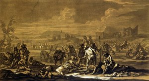 Después de la batalla, 1695, grabado por Christian Rugendas c.1740 de Georg Philipp I Rugendas